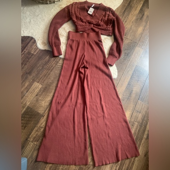 Free People Emilie Sweater Set in
Cherry Cola NWT $168 casual revolve fall knit - Picture 5 of 12